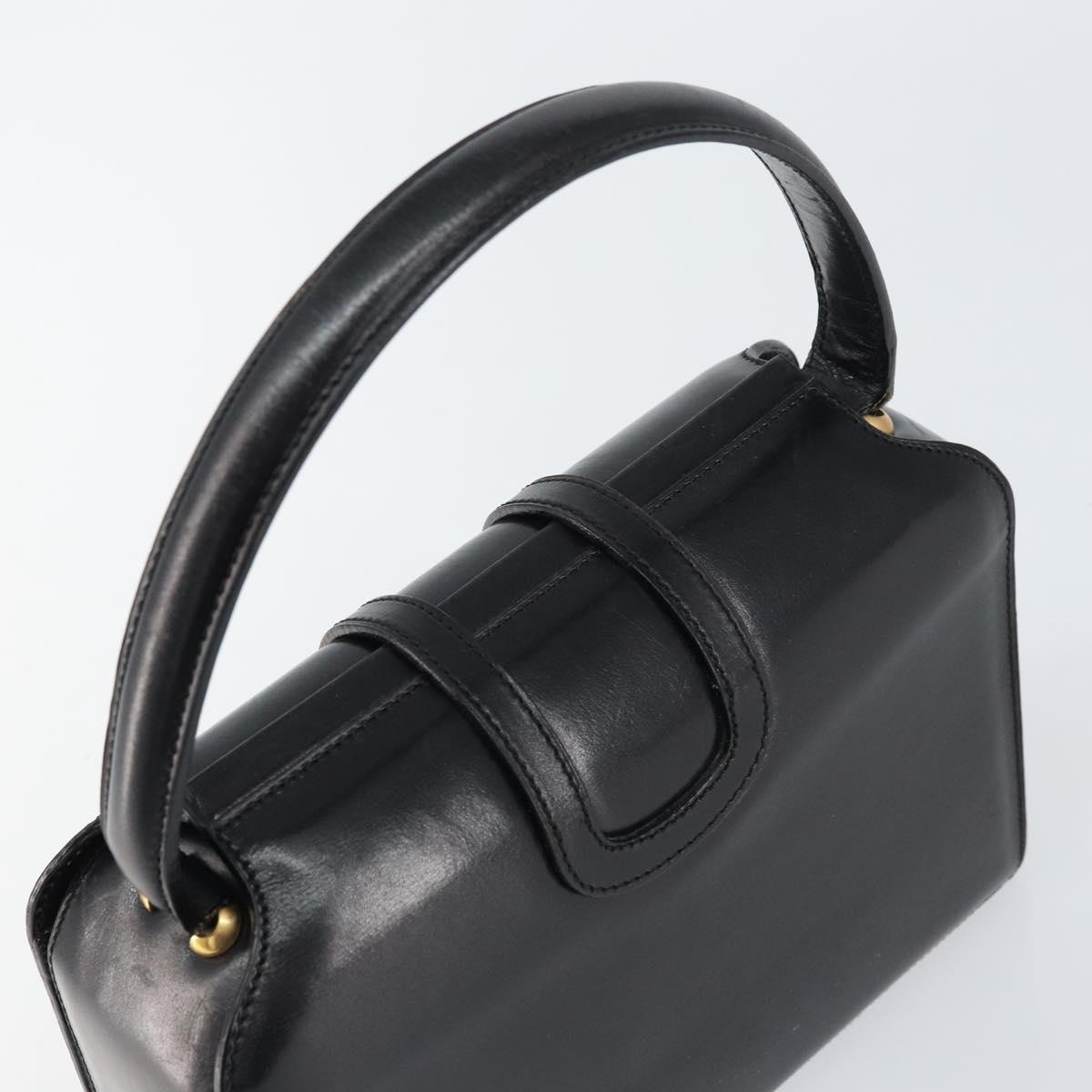 CELINE Hand Bag Leather Black Gold Auth SW1859
