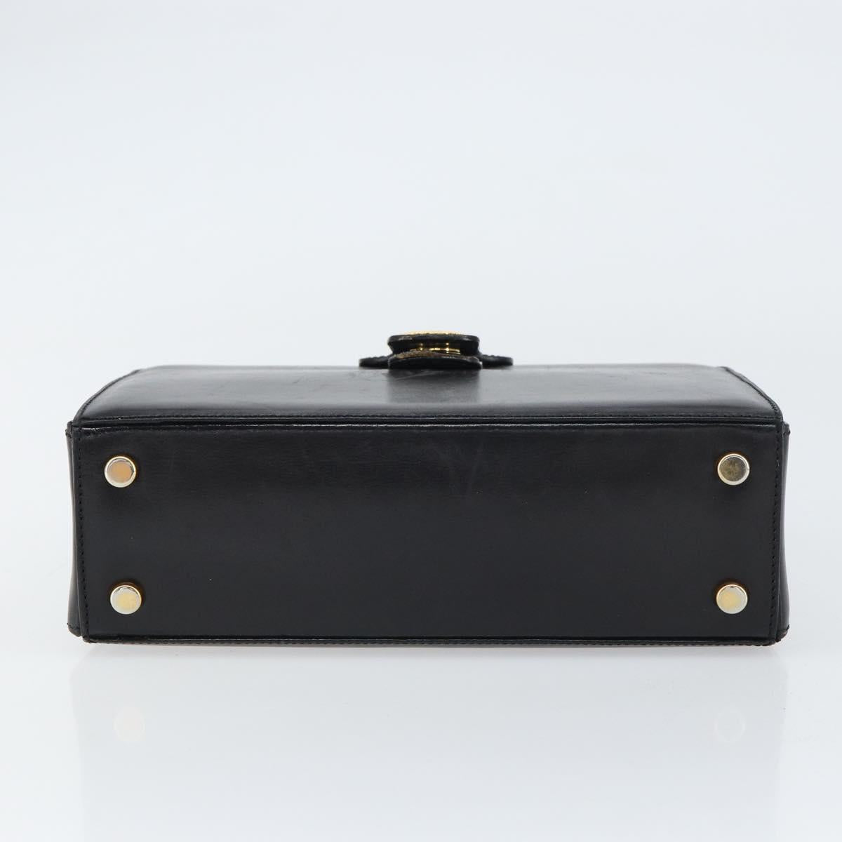 CELINE Hand Bag Leather Black Gold Auth SW1859