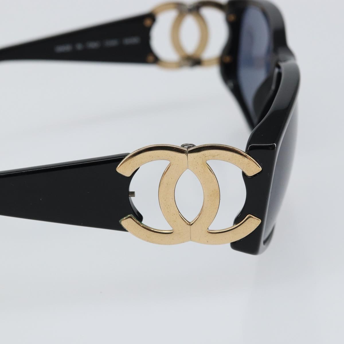 CHANEL Sunglasses plastic Black CC Auth SW1861