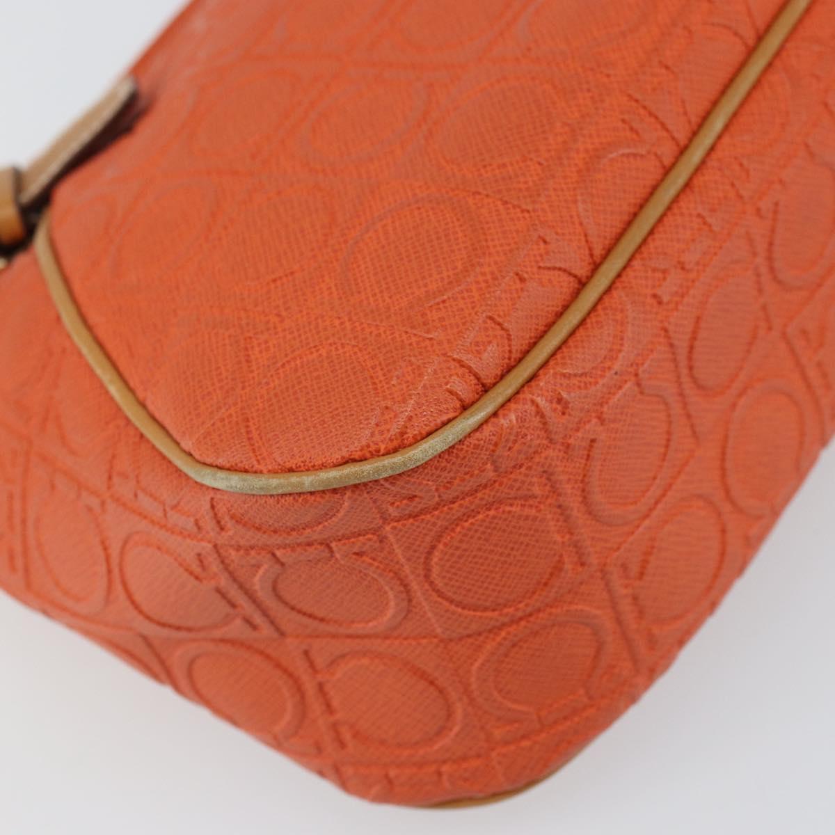 Salvatore Ferragamo Shoulder Bag Leather Orange Gold Auth SW1864