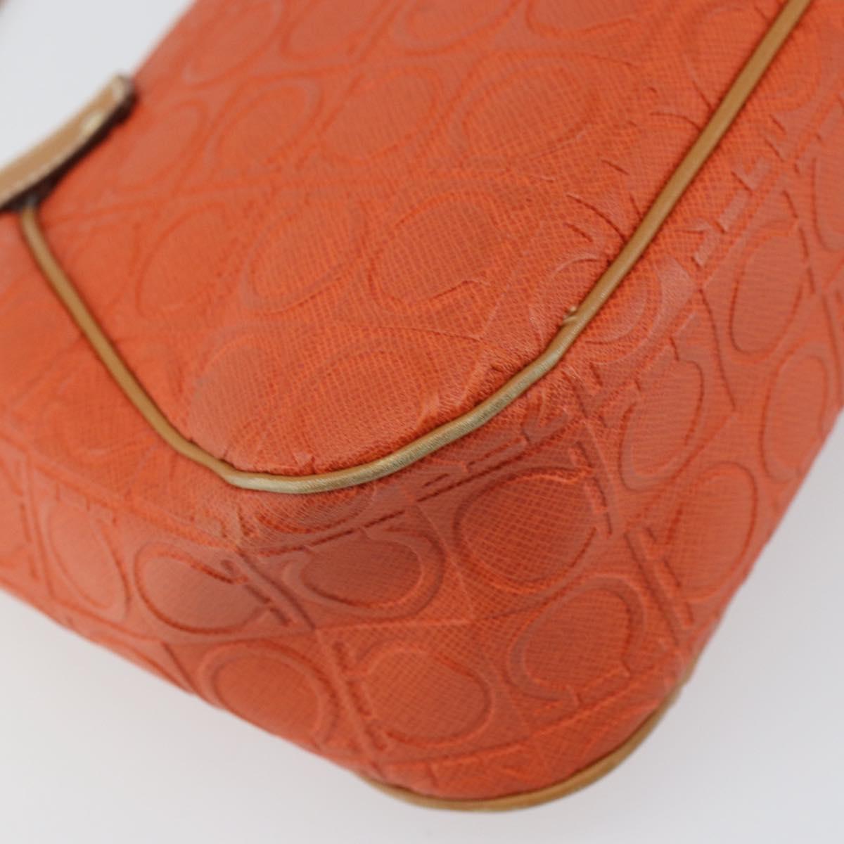 Salvatore Ferragamo Shoulder Bag Leather Orange Gold Auth SW1864