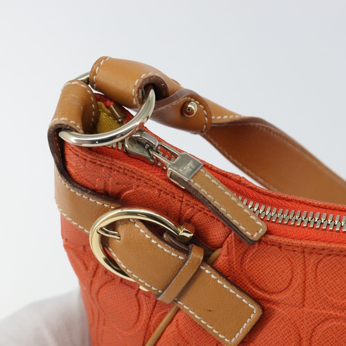 Salvatore Ferragamo Shoulder Bag Leather Orange Gold Auth SW1864