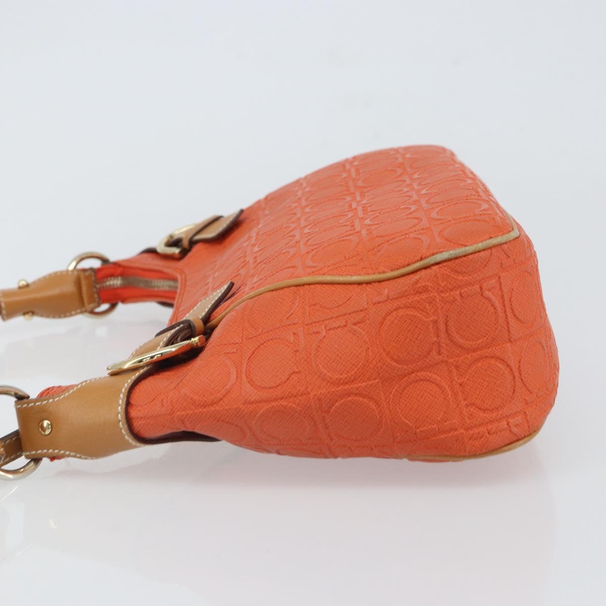 Salvatore Ferragamo Shoulder Bag Leather Orange Gold Auth SW1864