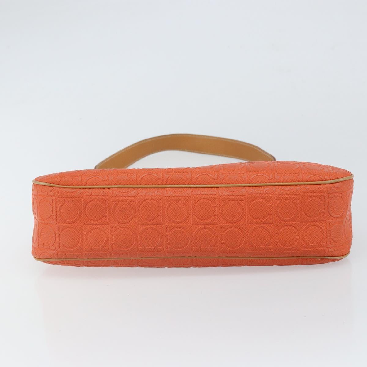 Salvatore Ferragamo Shoulder Bag Leather Orange Gold Auth SW1864