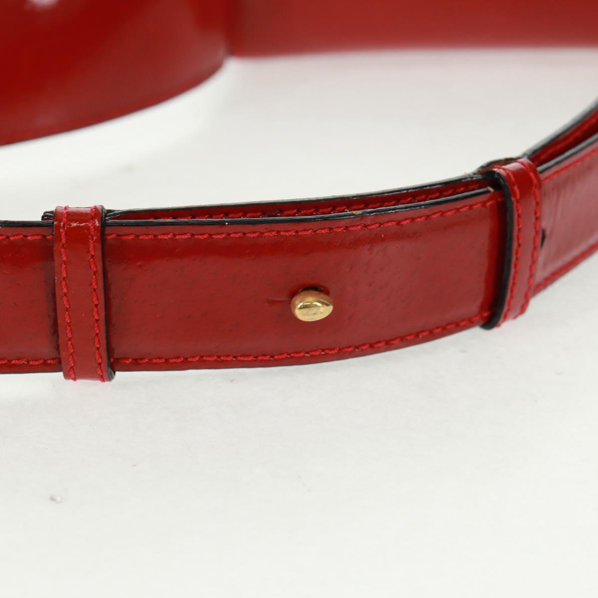 CELINE Circle Shoulder Bag Leather Red Gold Auth SW1866V