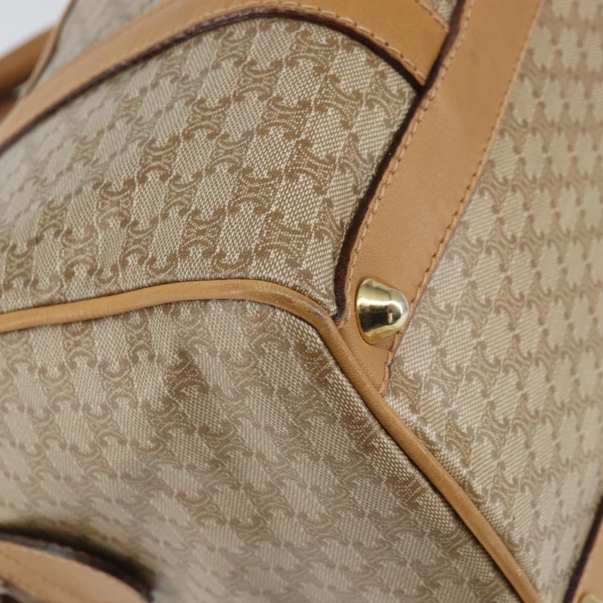 CELINE Macadam Canvas Hand Bag PVC Beige Gold Auth SW1868
