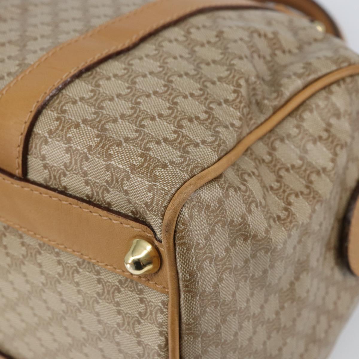 CELINE Macadam Canvas Hand Bag PVC Beige Gold Auth SW1868