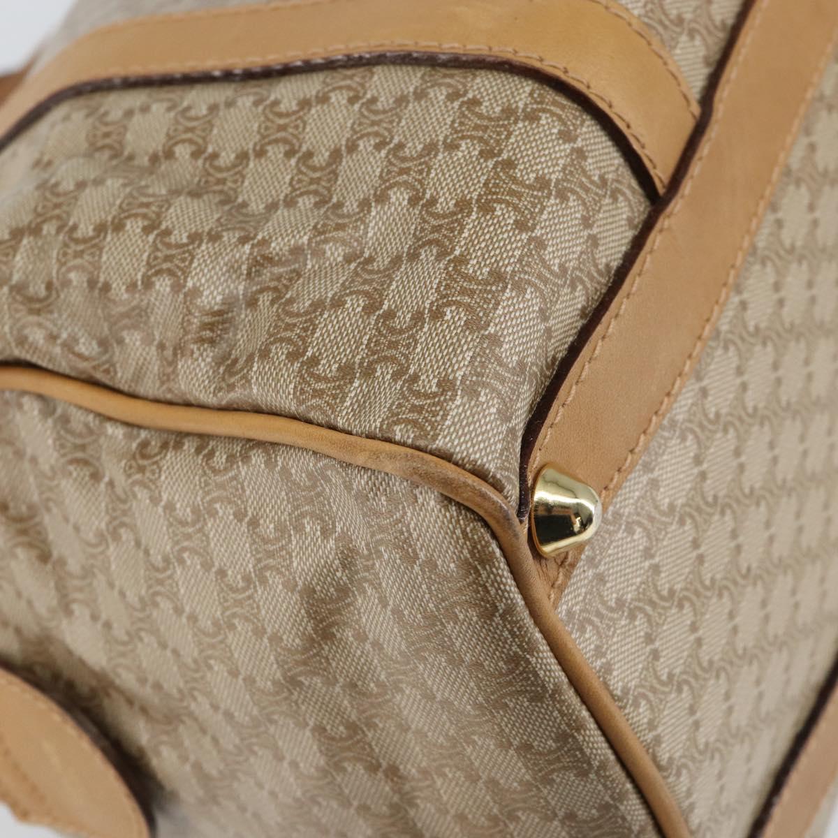 CELINE Macadam Canvas Hand Bag PVC Beige Gold Auth SW1868