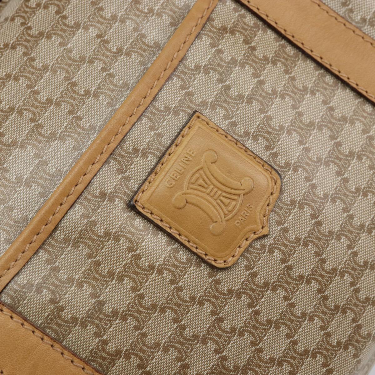 CELINE Macadam Canvas Hand Bag PVC Beige Gold Auth SW1868
