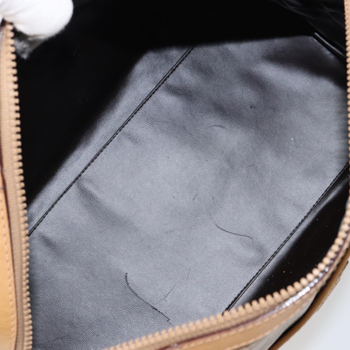 CELINE Macadam Canvas Hand Bag PVC Beige Gold Auth SW1868