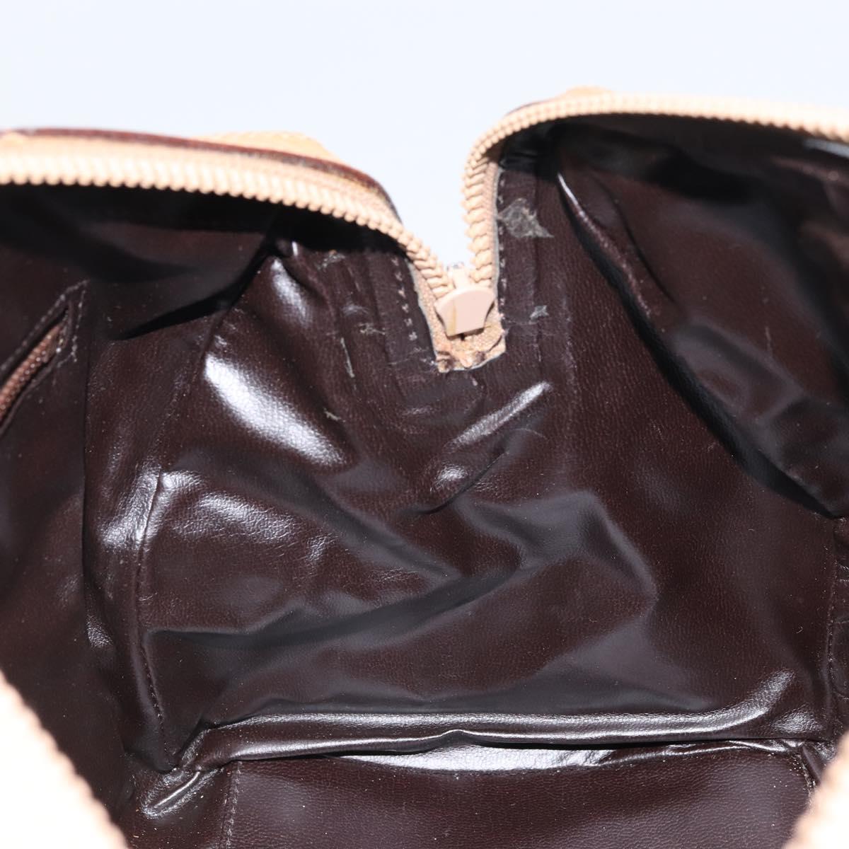 CELINE Macadam Canvas Hand Bag PVC Beige Gold Auth SW1868