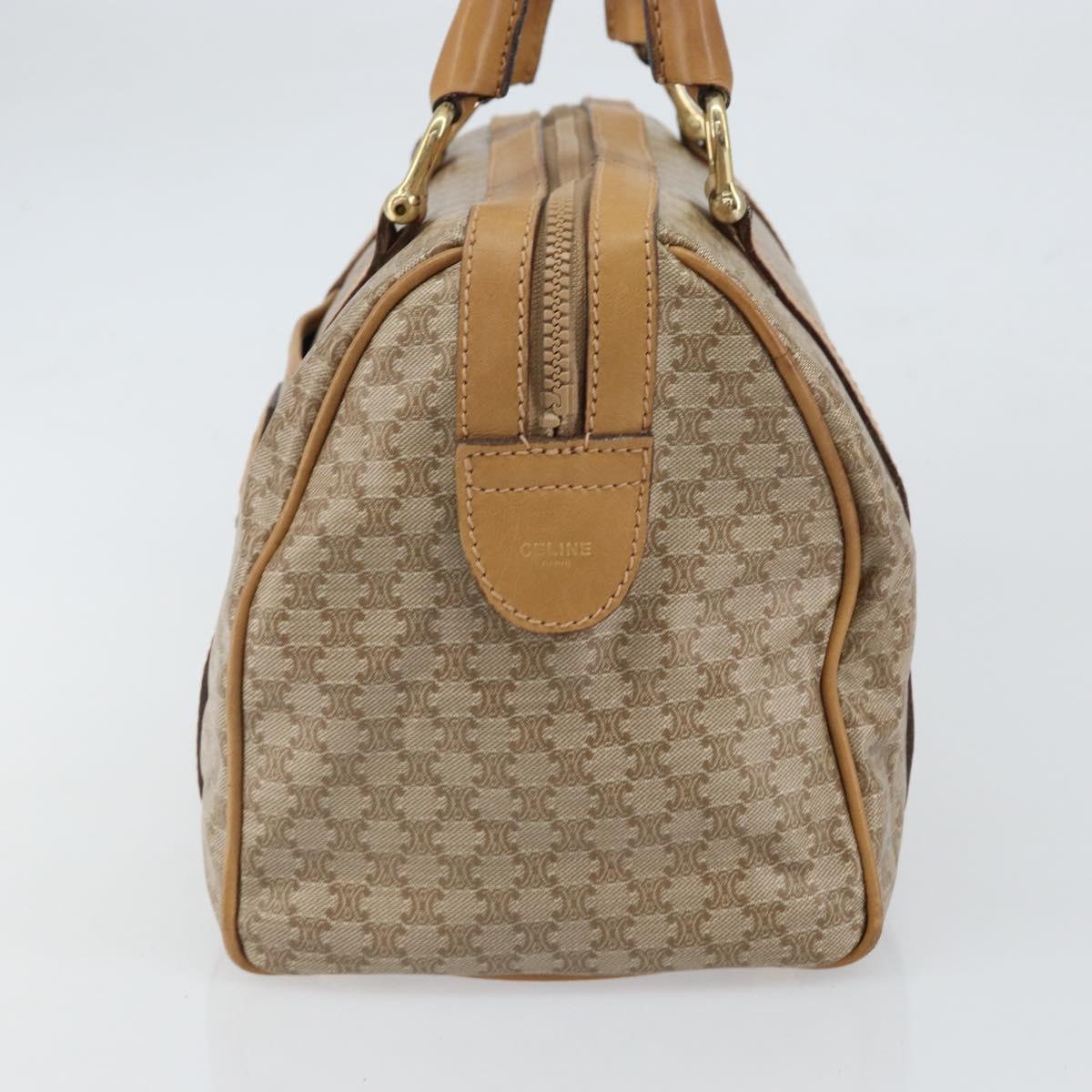 CELINE Macadam Canvas Hand Bag PVC Beige Gold Auth SW1868