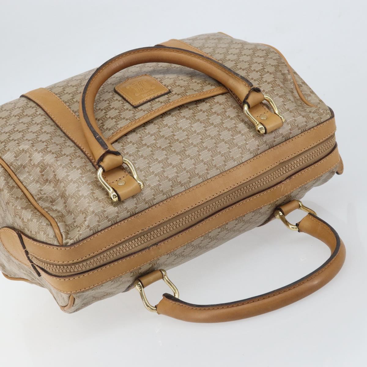 CELINE Macadam Canvas Hand Bag PVC Beige Gold Auth SW1868