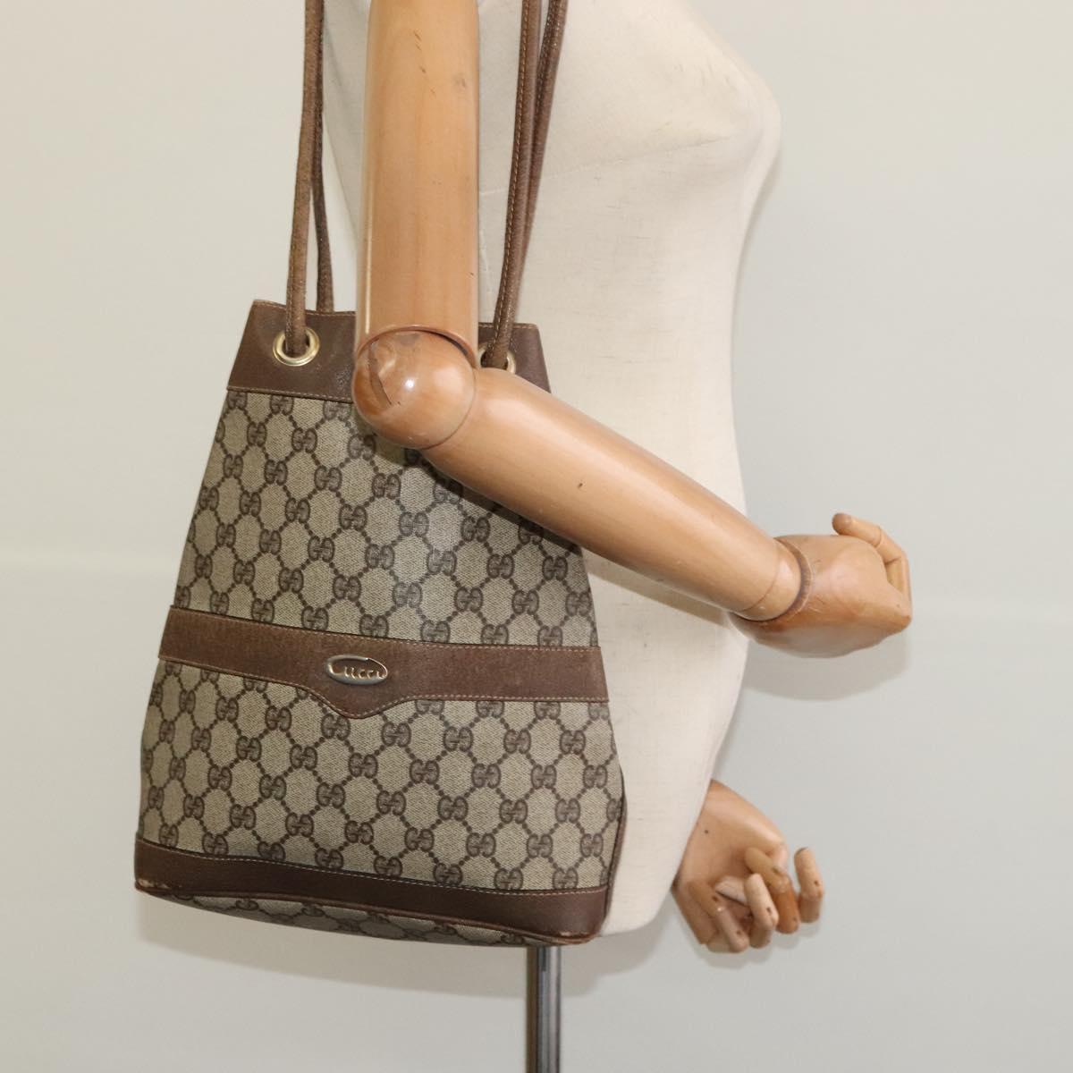 GUCCI GG Supreme Shoulder Bag PVC Beige Auth sw187