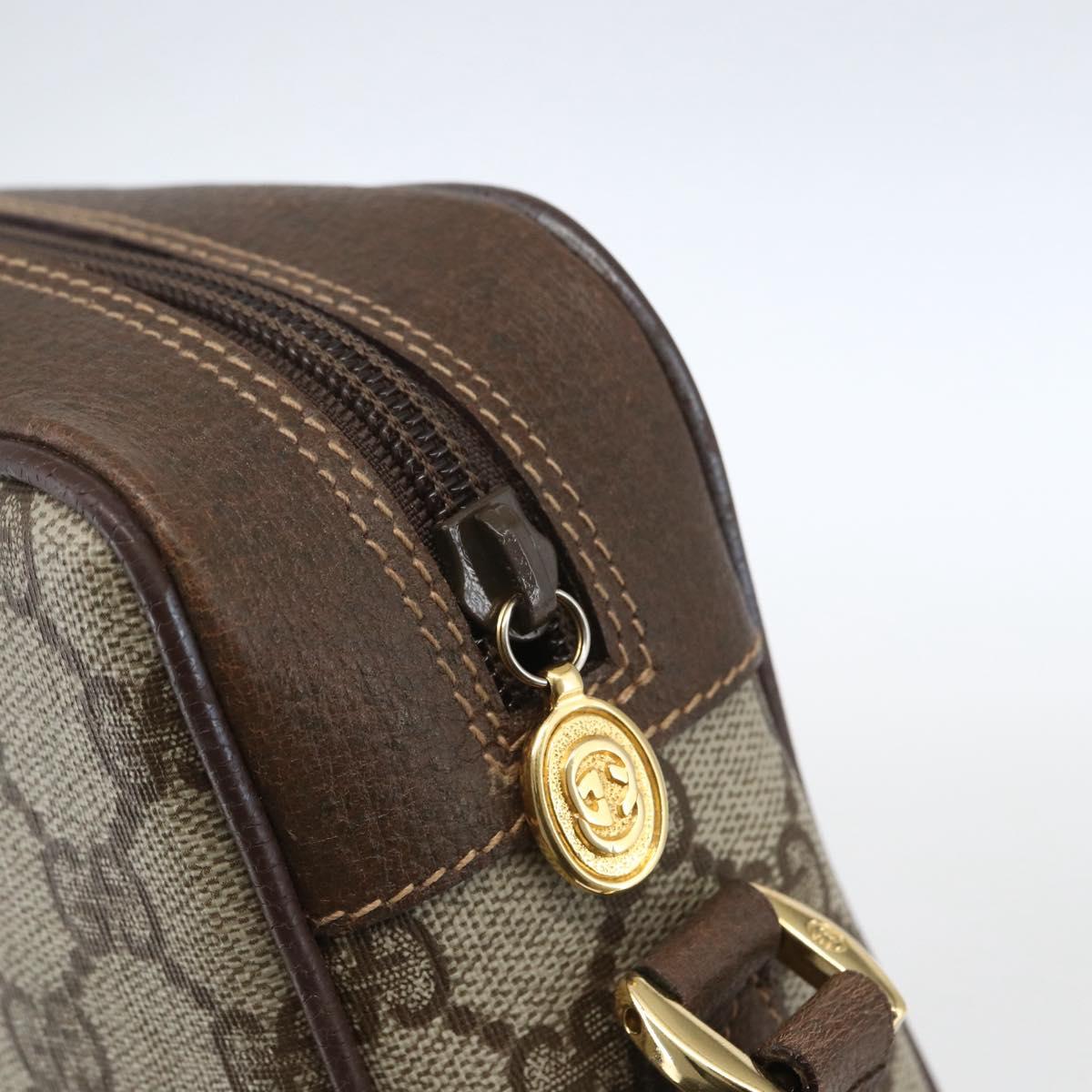 GUCCI GG Supreme Web Sherry Line Bag PVC Beige Gold 001 56 6655 Auth SW1871
