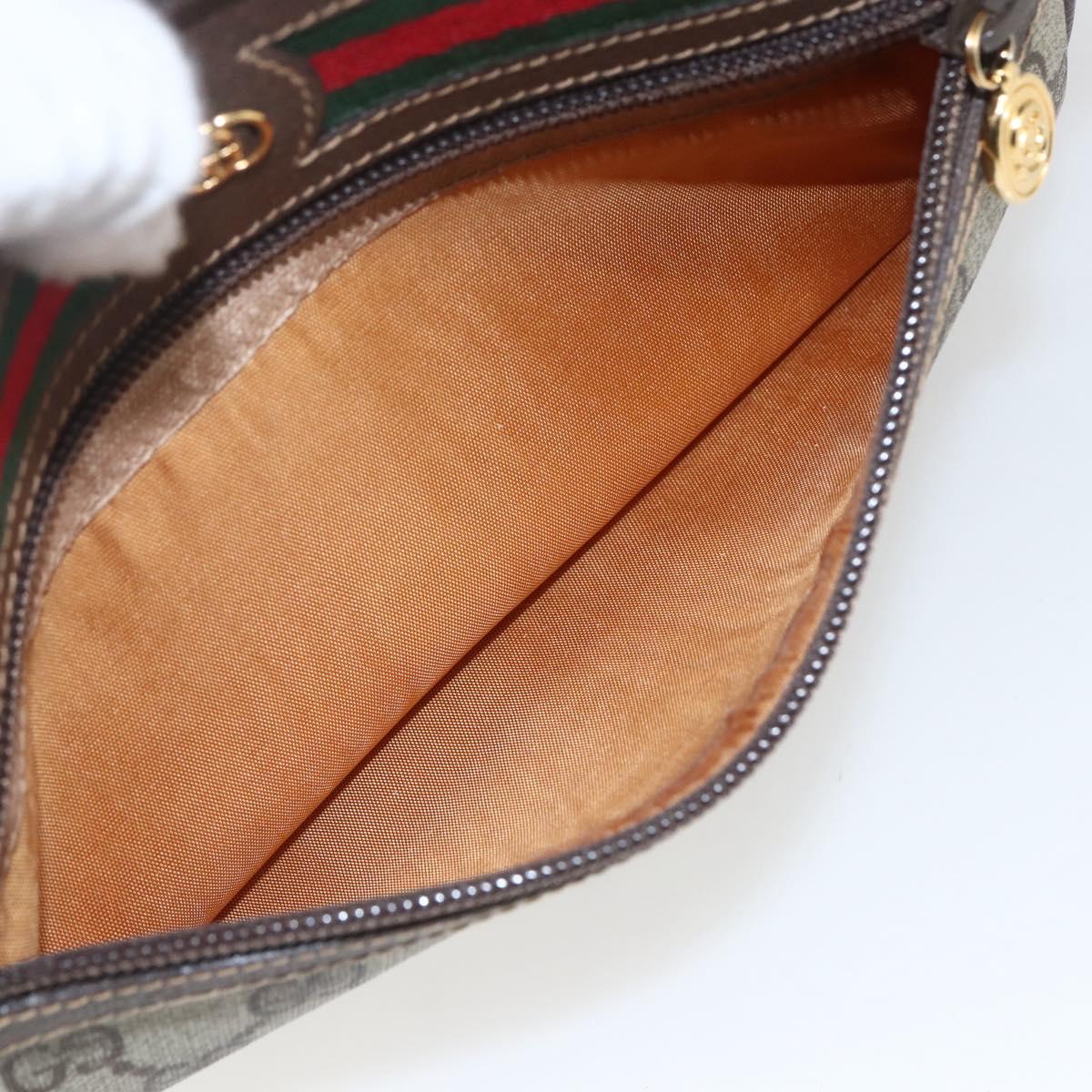 GUCCI GG Supreme Web Sherry Line Bag PVC Beige Gold 001 56 6655 Auth SW1871