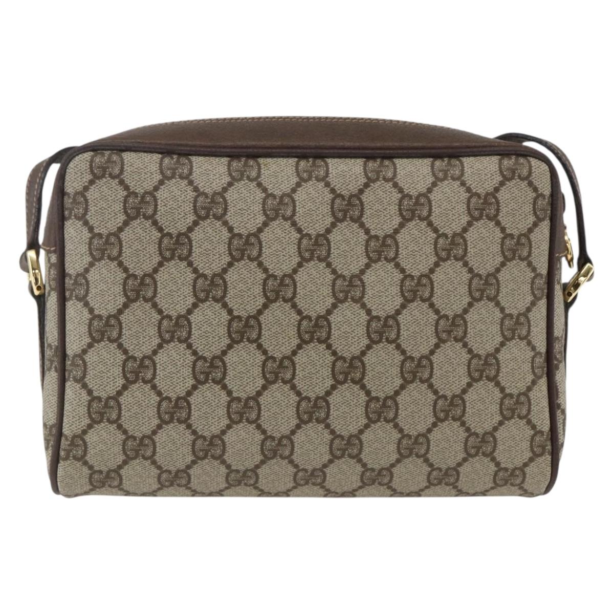 GUCCI GG Supreme Web Sherry Line Bag PVC Beige Gold 001 56 6655 Auth SW1871