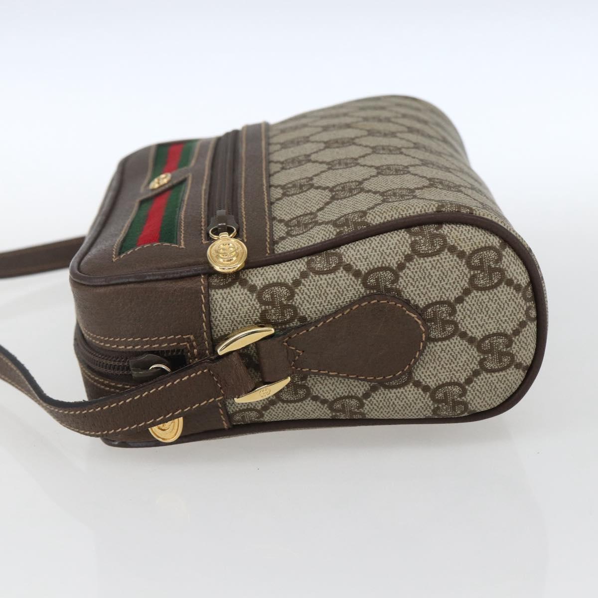 GUCCI GG Supreme Web Sherry Line Bag PVC Beige Gold 001 56 6655 Auth SW1871