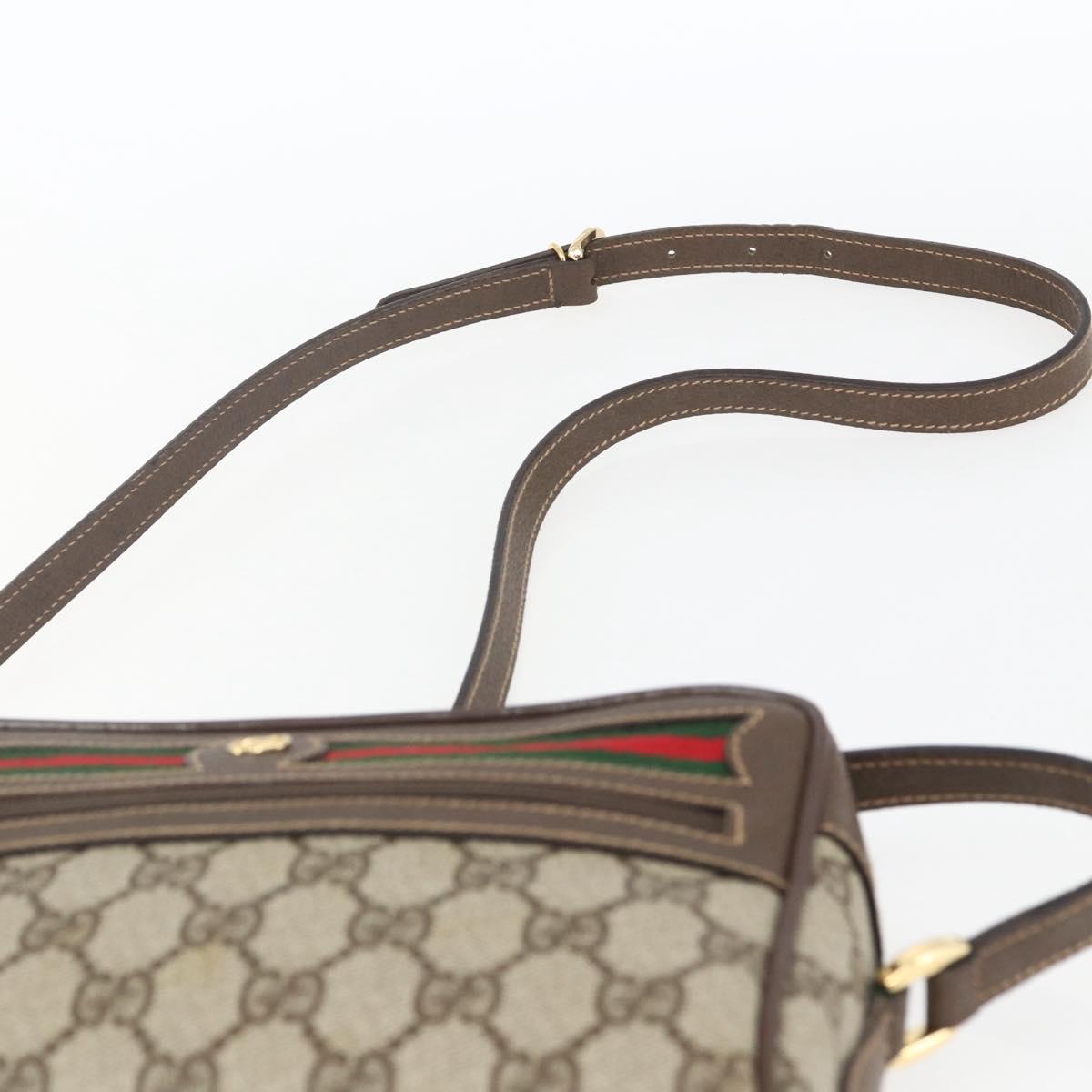 GUCCI GG Supreme Web Sherry Line Bag PVC Beige Gold 001 56 6655 Auth SW1871