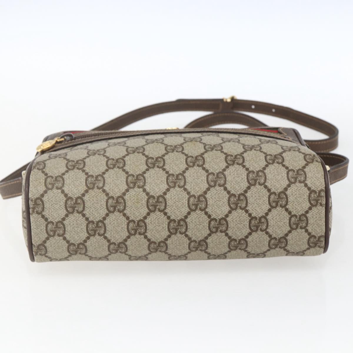 GUCCI GG Supreme Web Sherry Line Bag PVC Beige Gold 001 56 6655 Auth SW1871