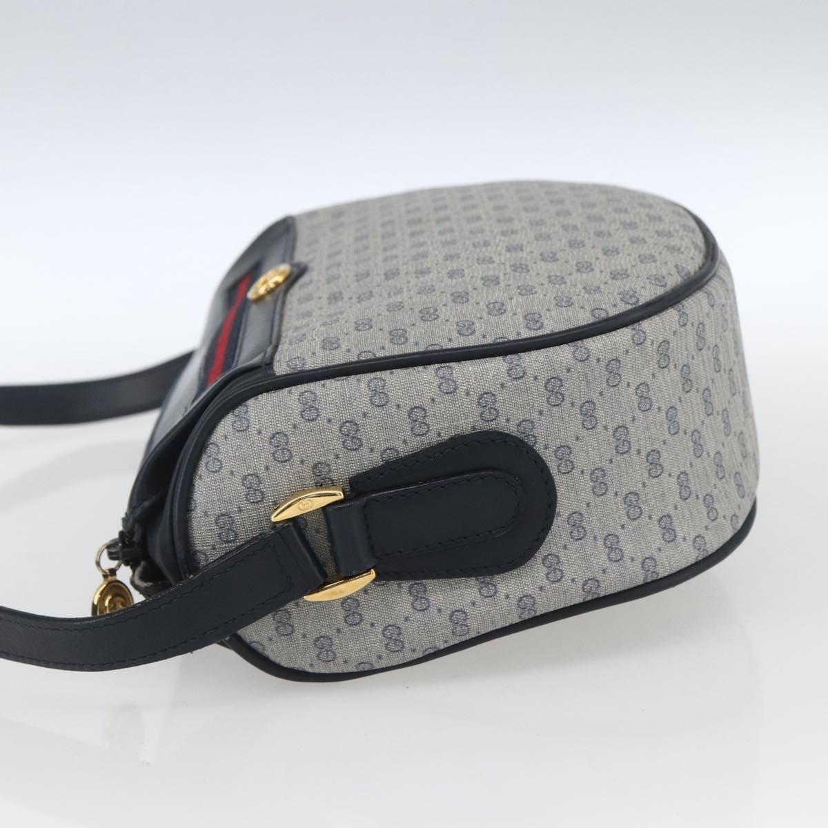 GUCCI Micro GG Supreme Sherry Line Bag PVC Navy Gold 001 58 0918 Auth SW1872