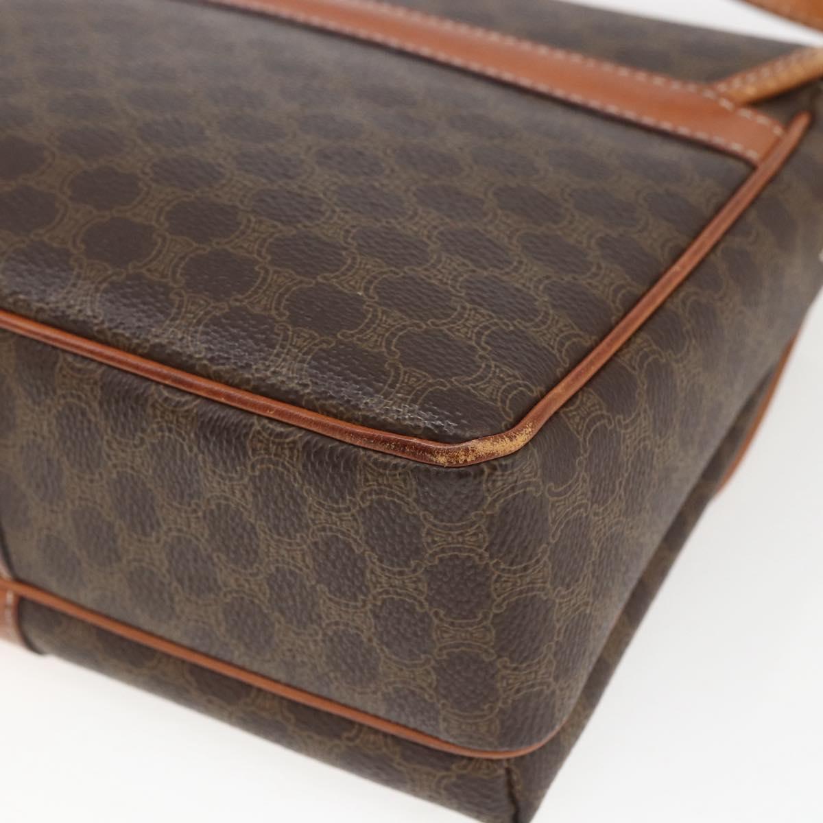 CELINE Macadam Canvas Shoulder Bag PVC Leather Brown Gold Auth SW1874