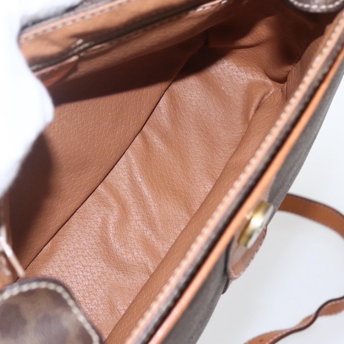 CELINE Macadam Canvas Shoulder Bag PVC Leather Brown Gold Auth SW1874