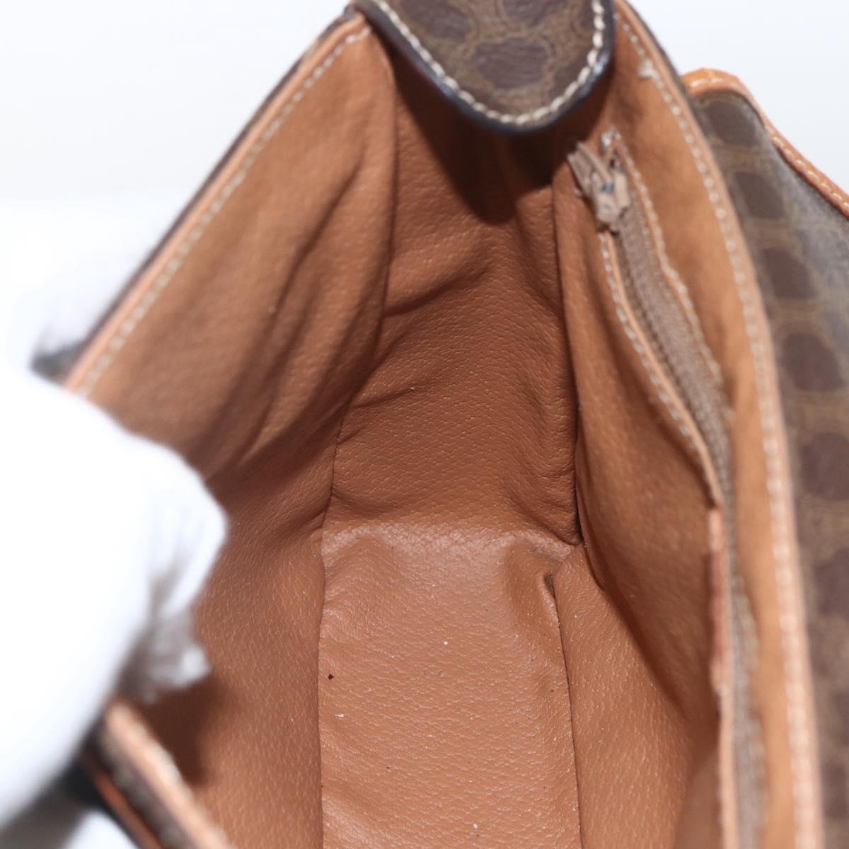 CELINE Macadam Canvas Shoulder Bag PVC Leather Brown Gold Auth SW1874