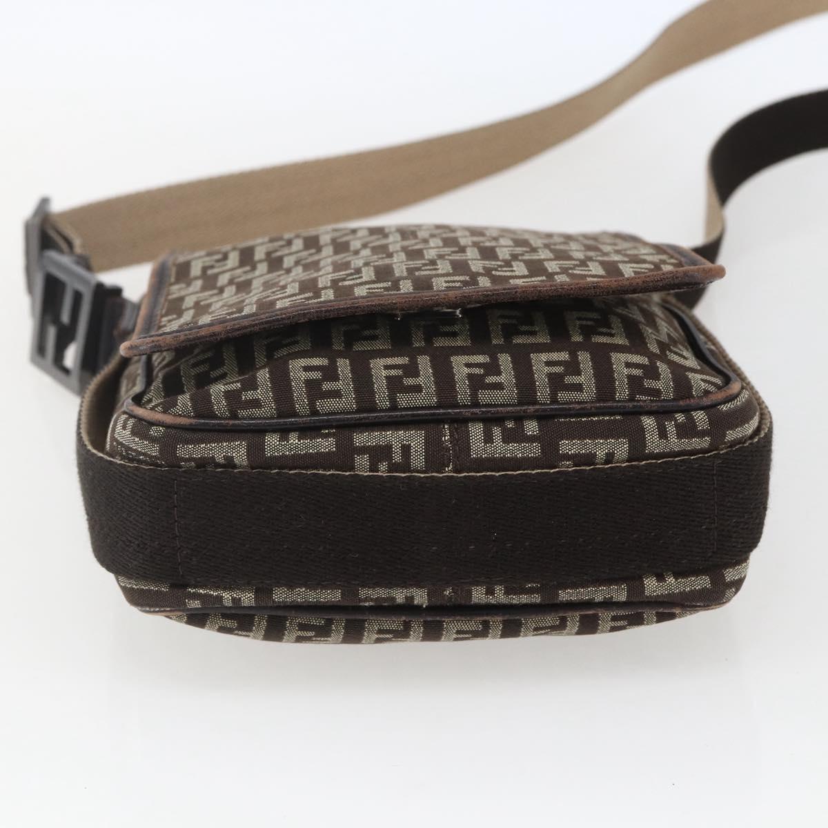 FENDI Zucchino Canvas Shoulder Bag Brown Auth SW1875
