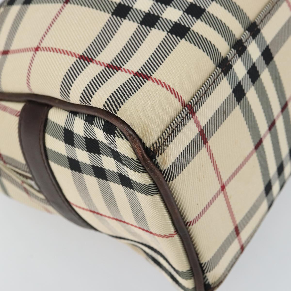 BURBERRY Nova Check Hand Bag Nylon Beige Silver Auth SW1878