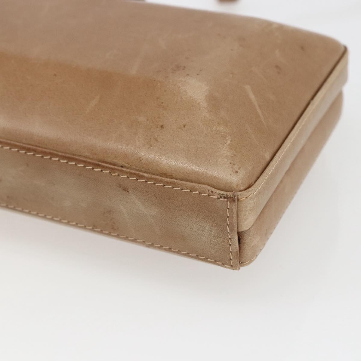 GUCCI Shoulder Bag Leather Beige Gold Auth SW1879