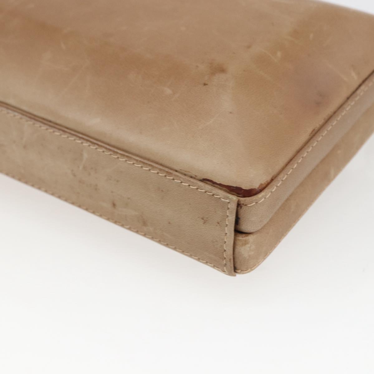 GUCCI Shoulder Bag Leather Beige Gold Auth SW1879