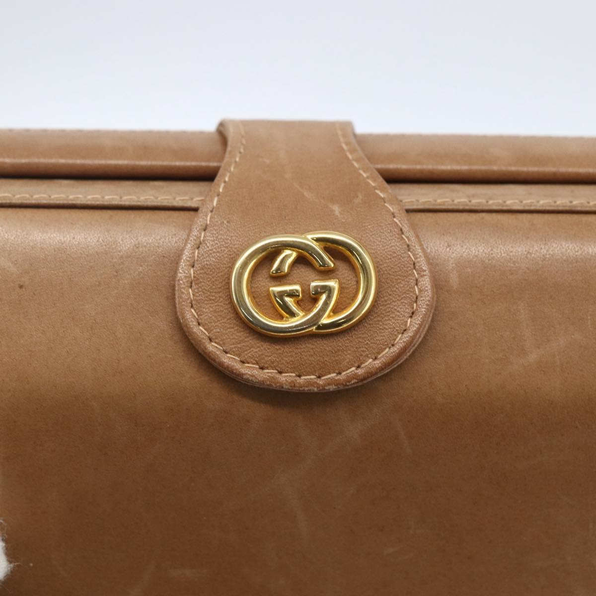 GUCCI Shoulder Bag Leather Beige Gold Auth SW1879