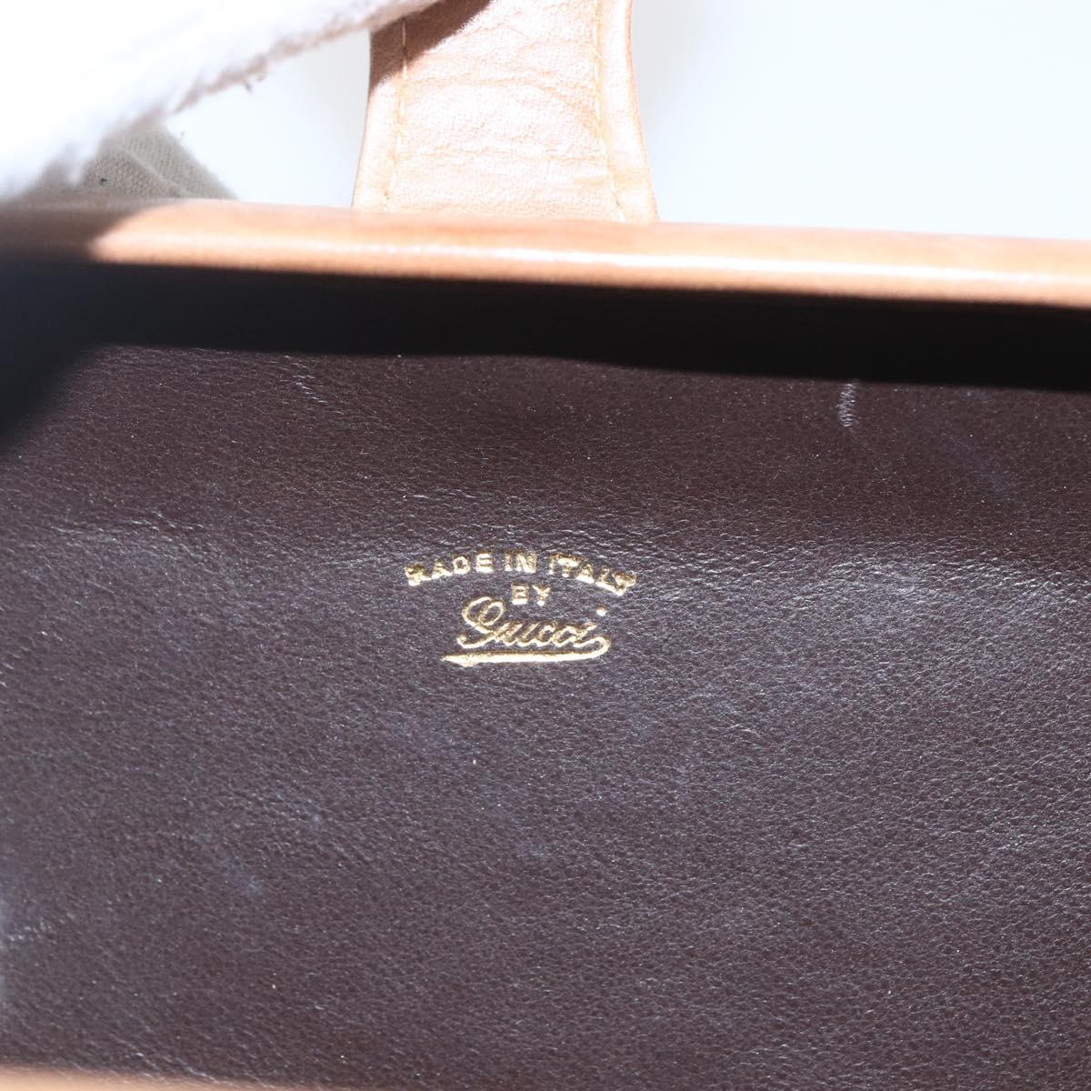 GUCCI Shoulder Bag Leather Beige Gold Auth SW1879