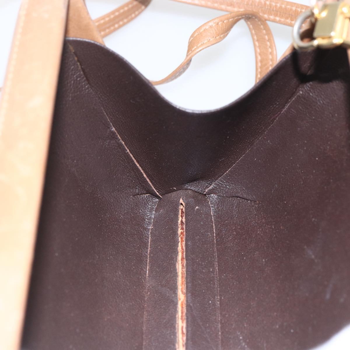 GUCCI Shoulder Bag Leather Beige Gold Auth SW1879