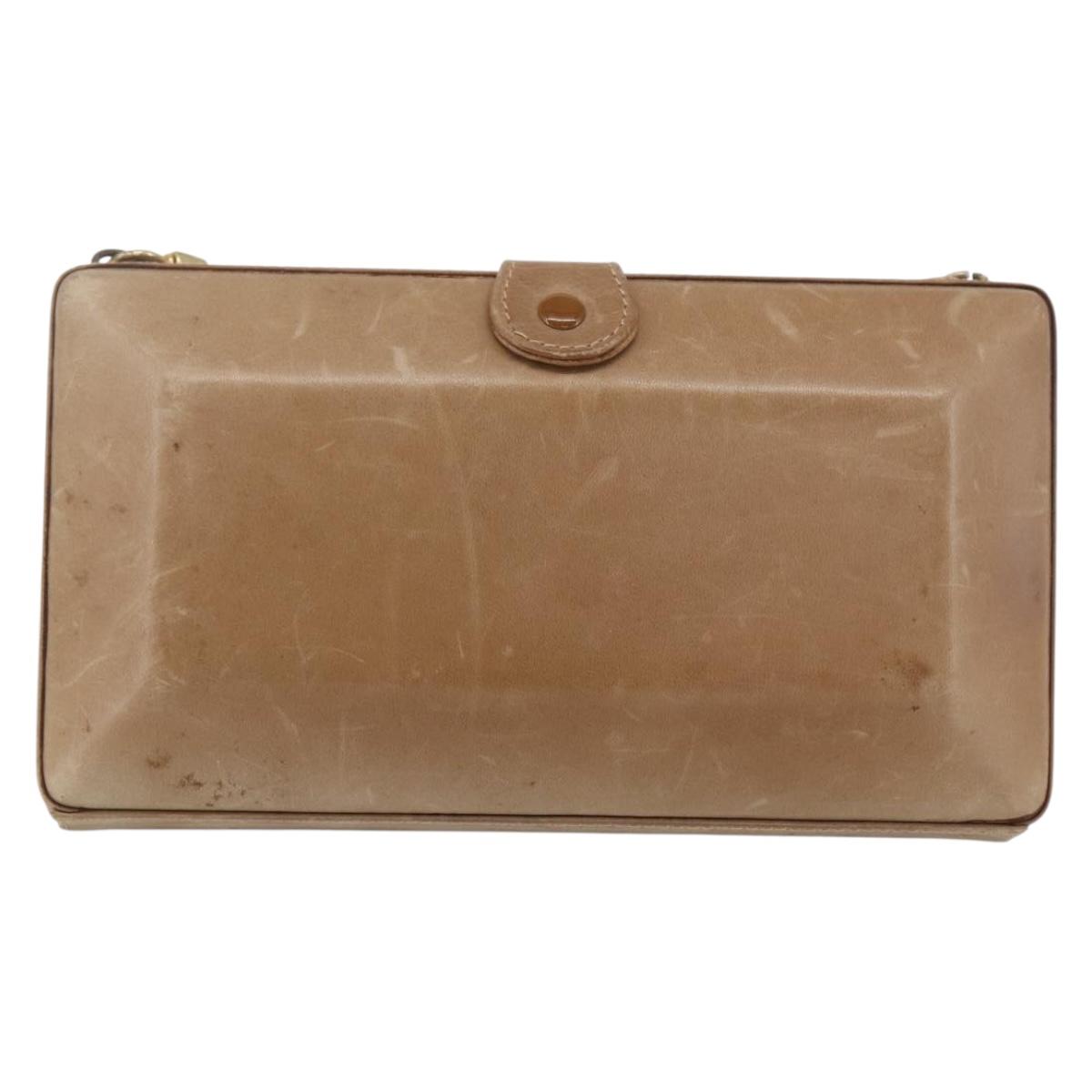 GUCCI Shoulder Bag Leather Beige Gold Auth SW1879