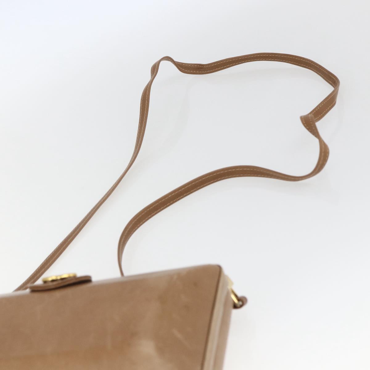 GUCCI Shoulder Bag Leather Beige Gold Auth SW1879