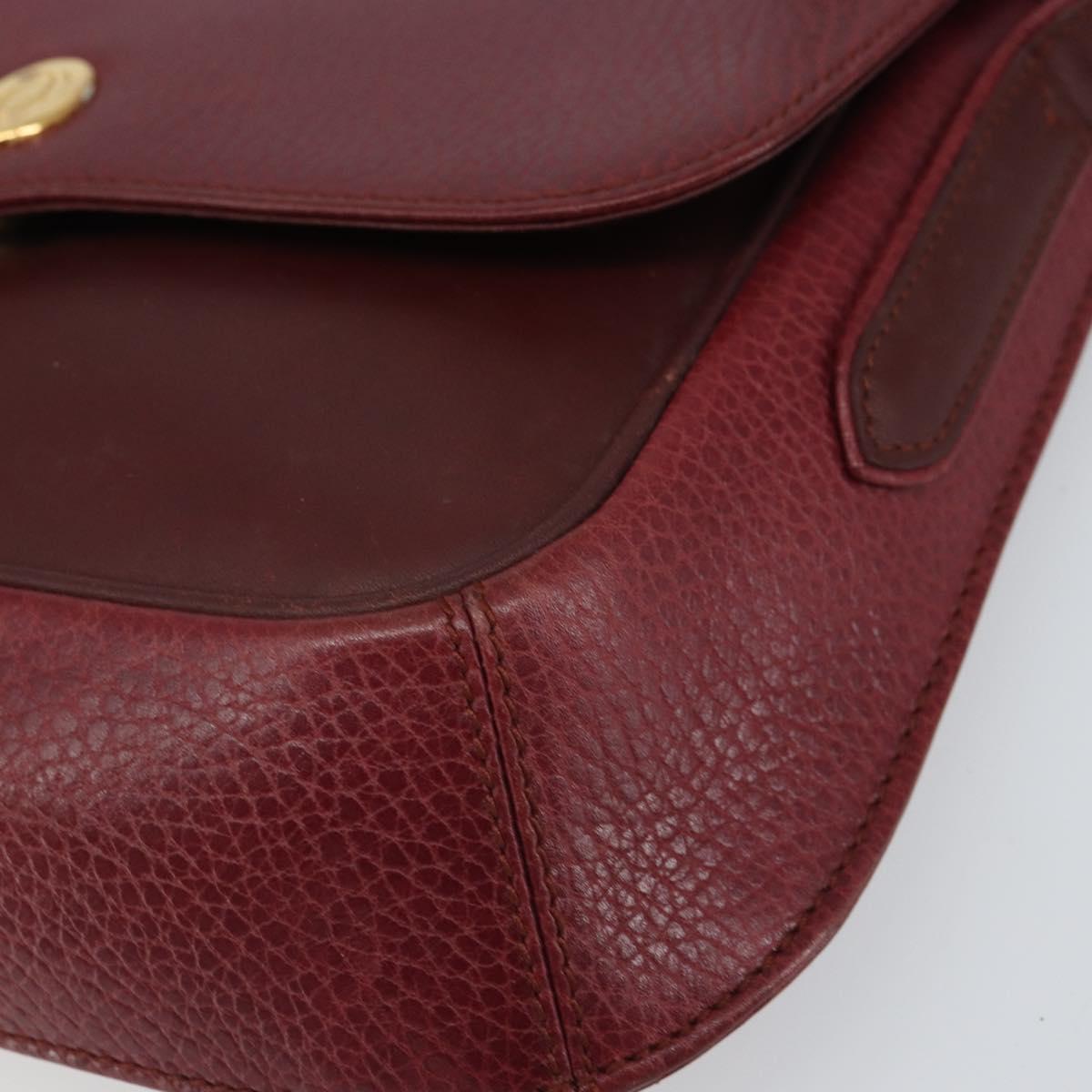 CARTIER Must Line Shoulder Bag Leather Bordeaux Gold Auth SW1881