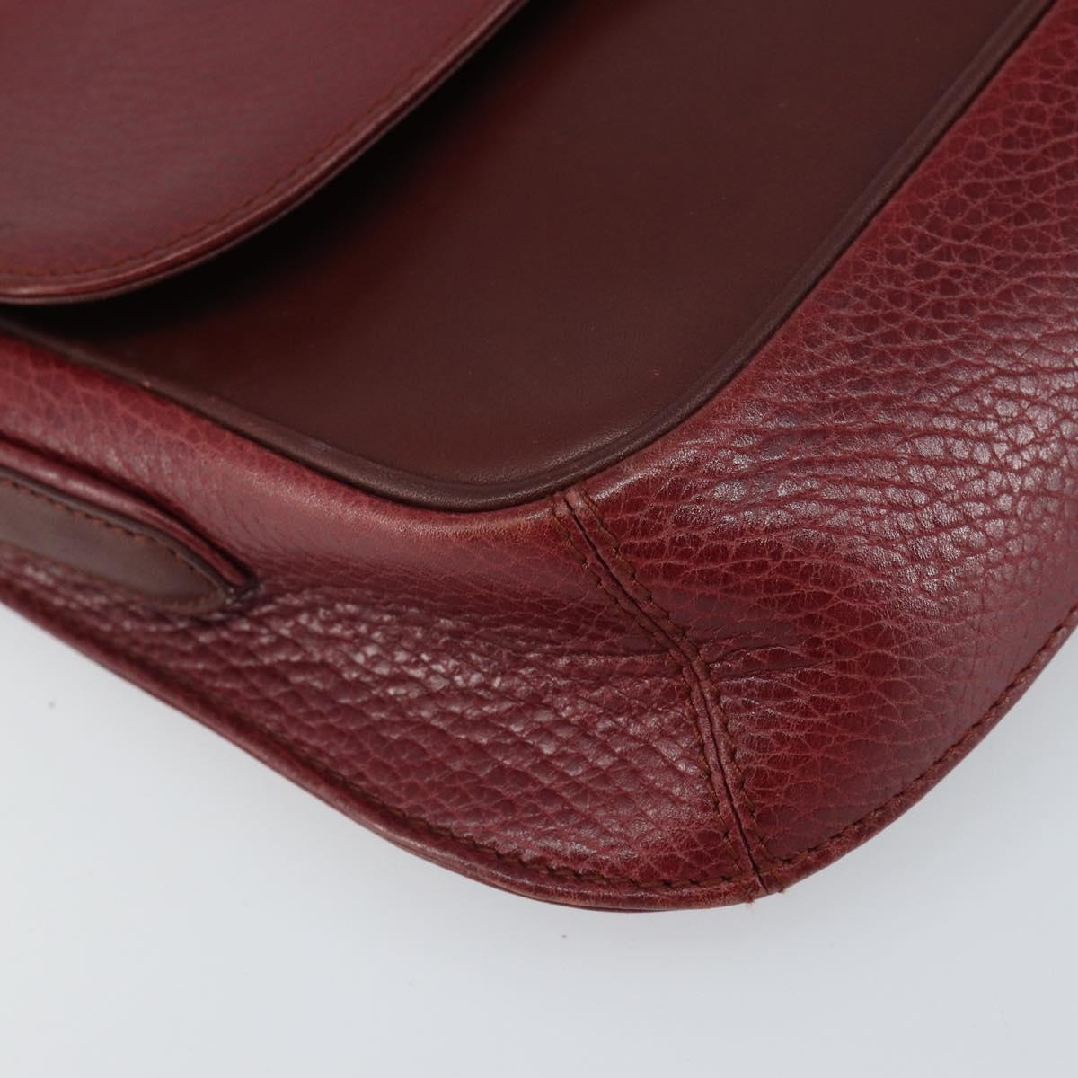 CARTIER Must Line Shoulder Bag Leather Bordeaux Gold Auth SW1881
