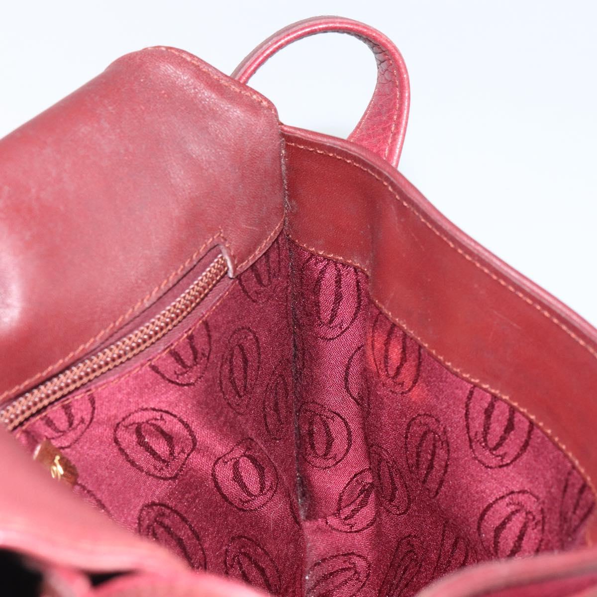 CARTIER Must Line Shoulder Bag Leather Bordeaux Gold Auth SW1881