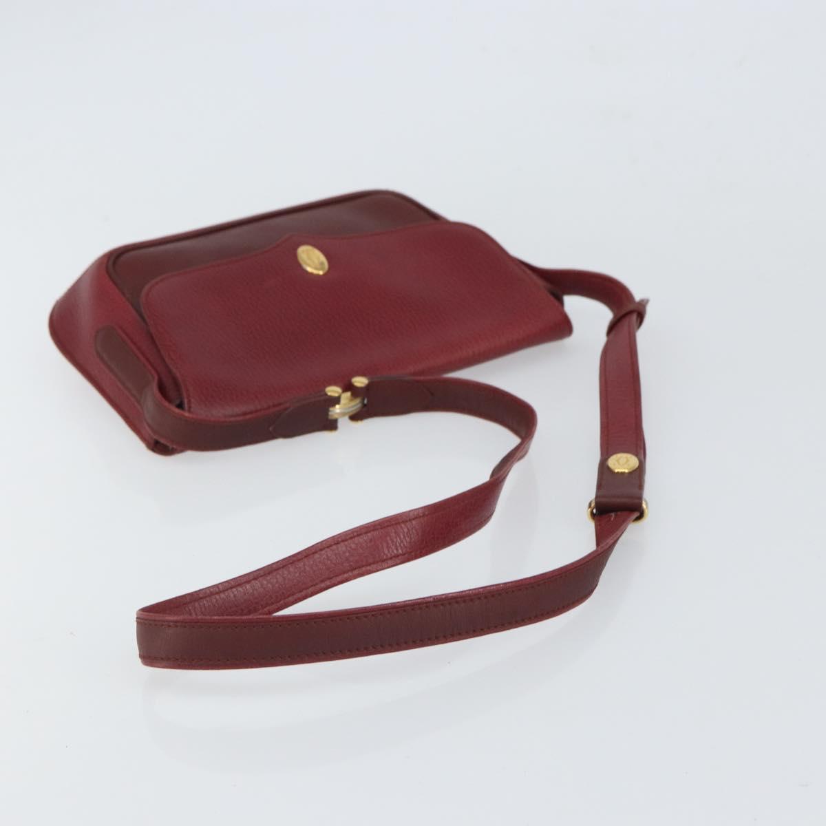 CARTIER Must Line Shoulder Bag Leather Bordeaux Gold Auth SW1881