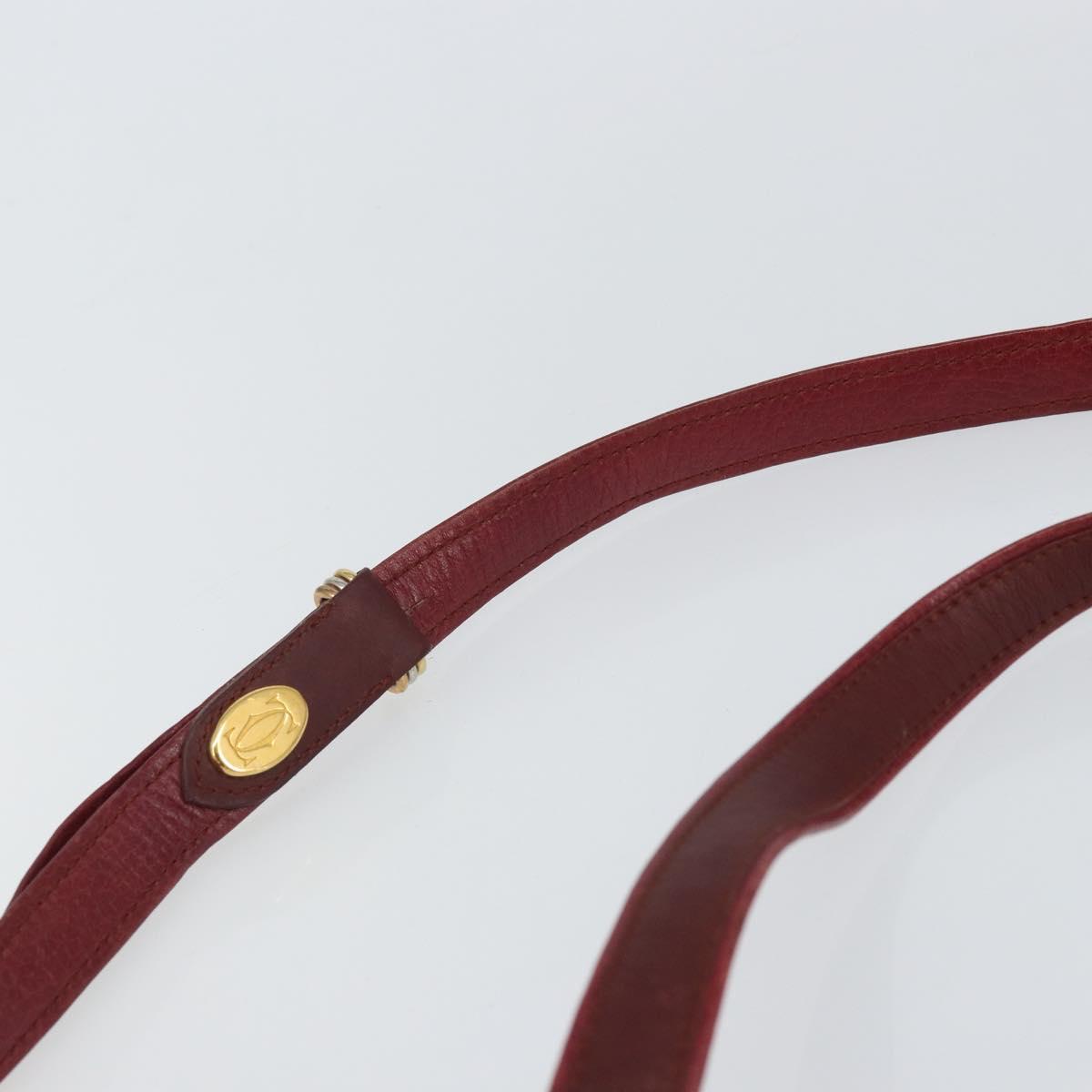CARTIER Must Line Shoulder Bag Leather Bordeaux Gold Auth SW1881