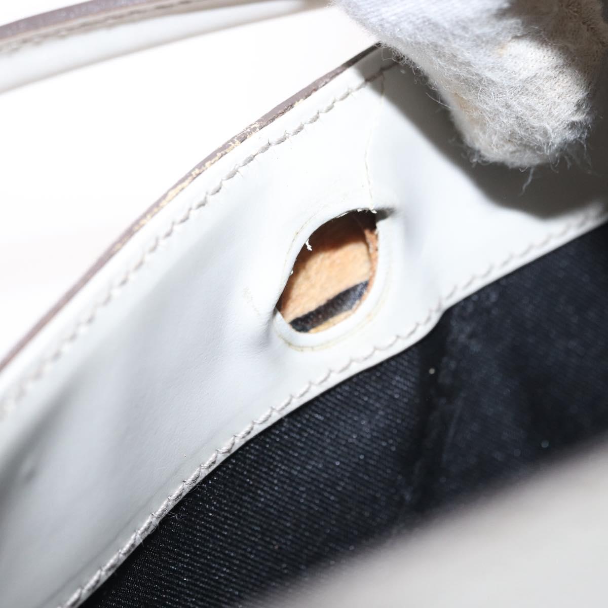 Salvatore Ferragamo Hand Bag Leather Beige Silver Auth SW1883