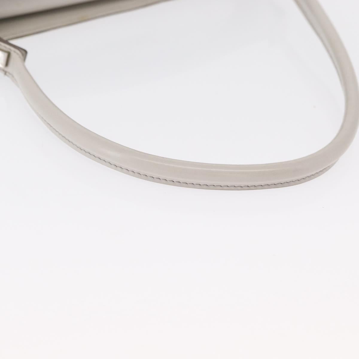 Salvatore Ferragamo Hand Bag Leather Beige Silver Auth SW1883