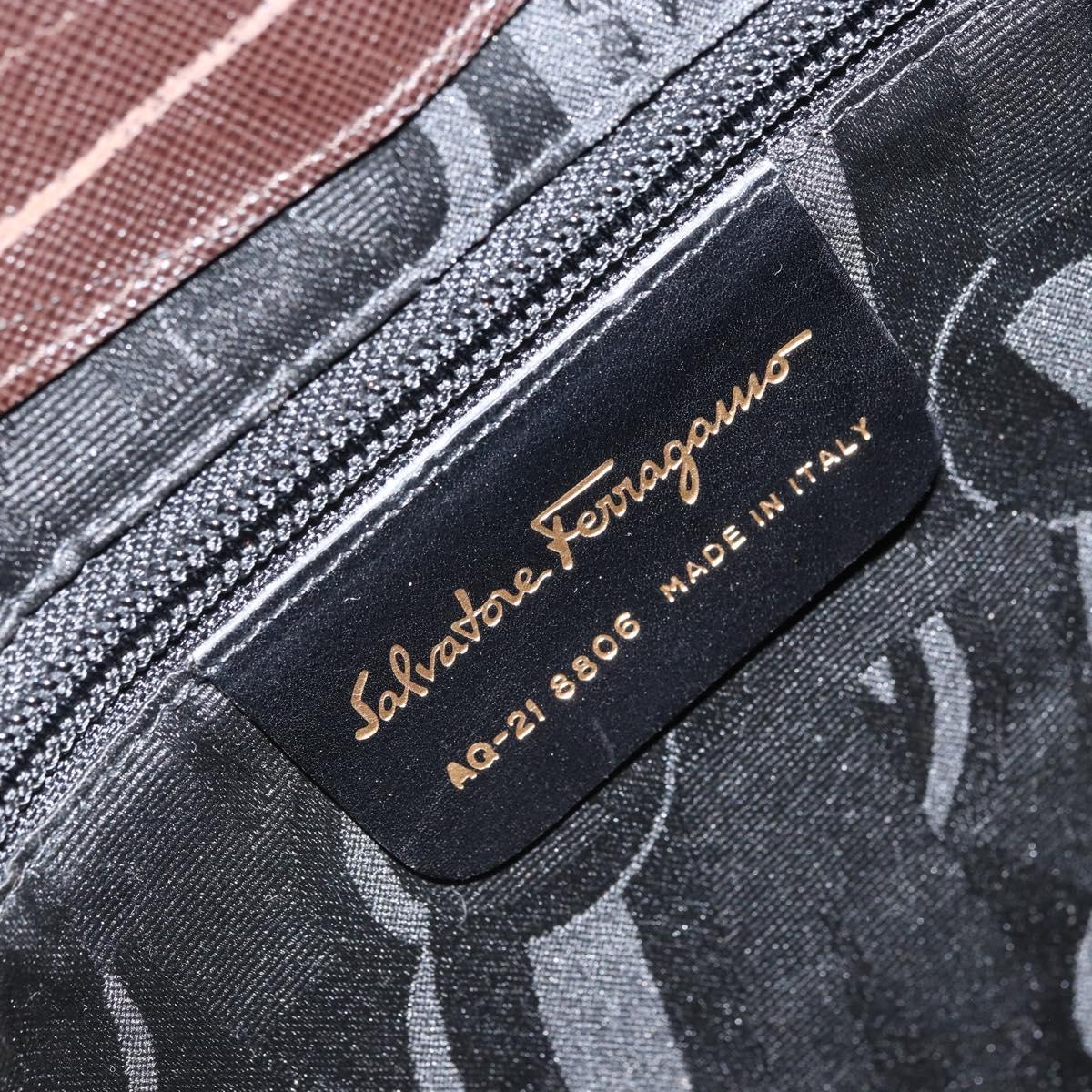 Salvatore Ferragamo Shoulder Bag Leather Brown Gold Auth SW1884