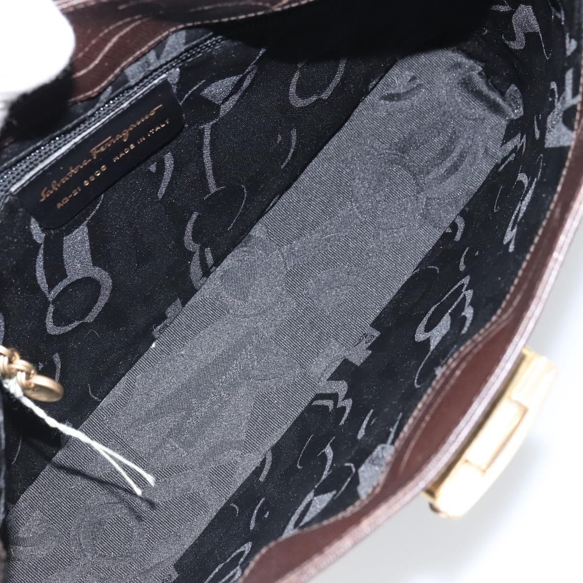 Salvatore Ferragamo Shoulder Bag Leather Brown Gold Auth SW1884