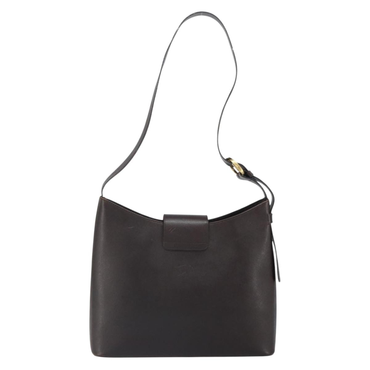 Salvatore Ferragamo Shoulder Bag Leather Brown Gold Auth SW1884