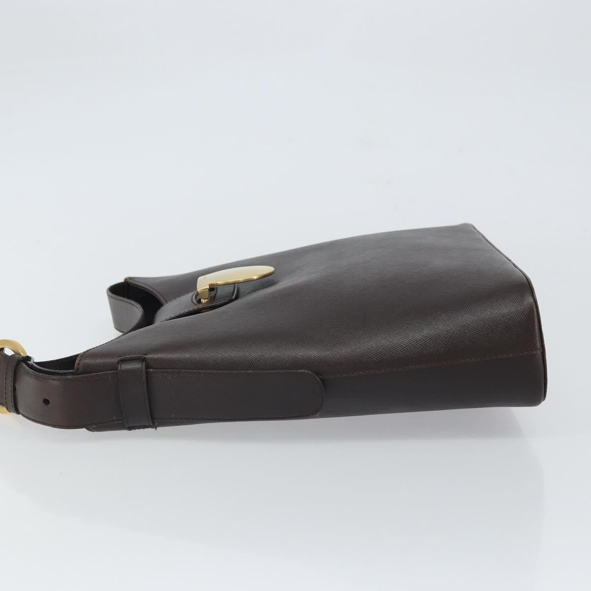 Salvatore Ferragamo Shoulder Bag Leather Brown Gold Auth SW1884