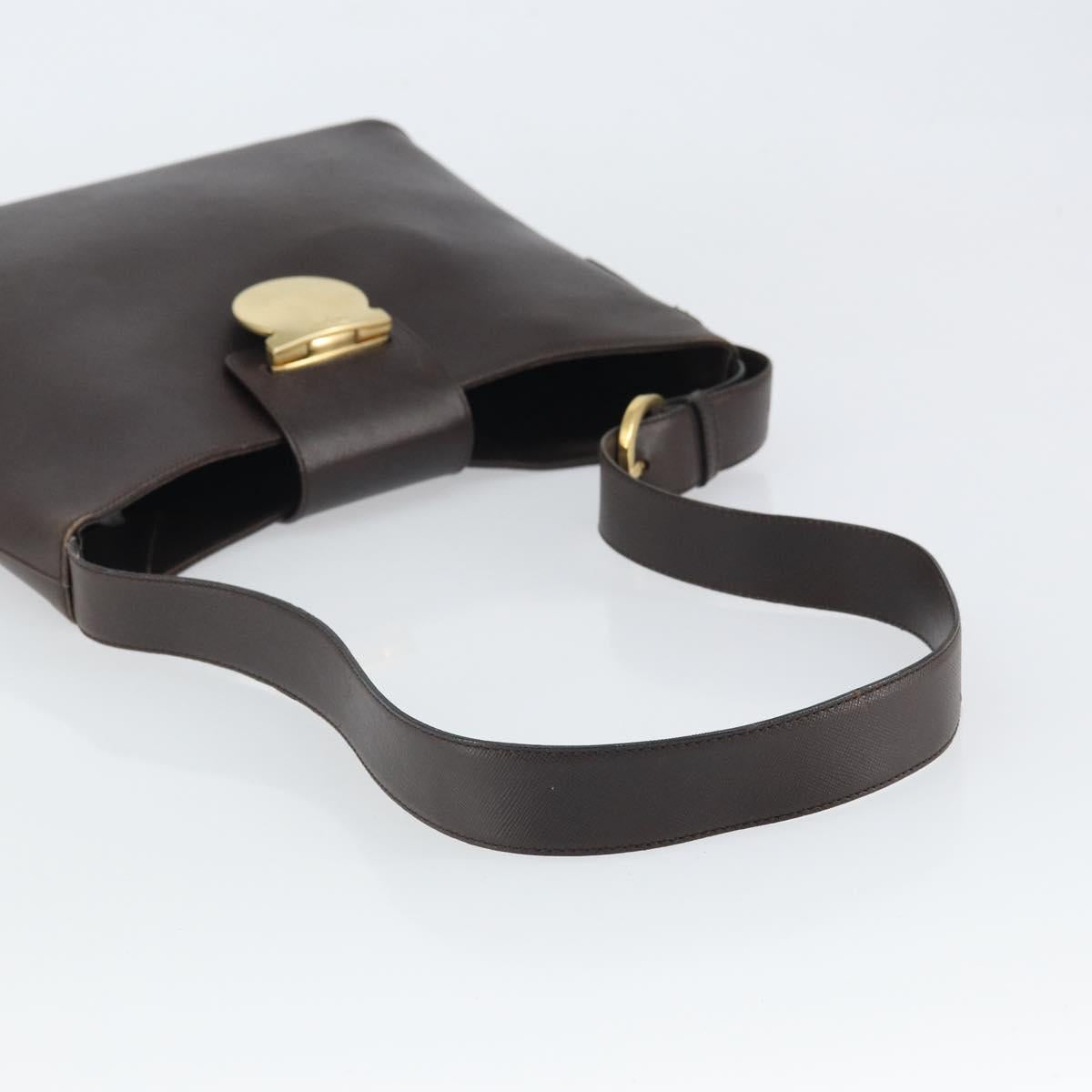 Salvatore Ferragamo Shoulder Bag Leather Brown Gold Auth SW1884