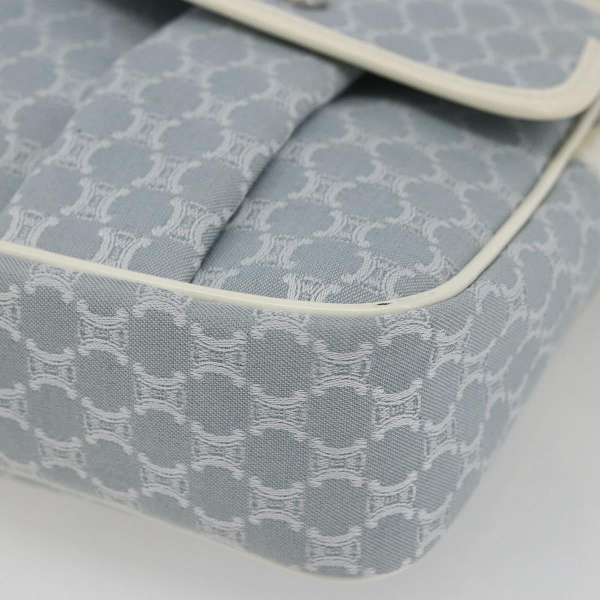 CELINE Macadam Canvas Shoulder Bag Blue Silver Auth SW1885V